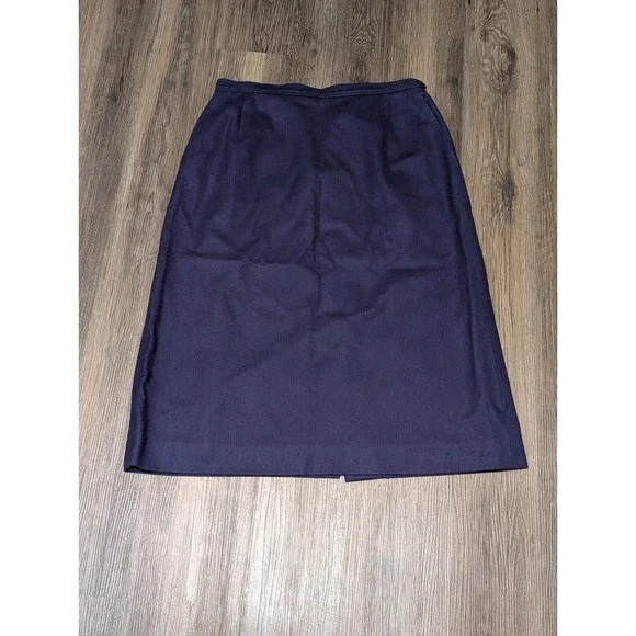 Vintage Pendleton Wool Skirt Navy Blue Size 13/14 Made in USA Career Office - Picture 1 of 6